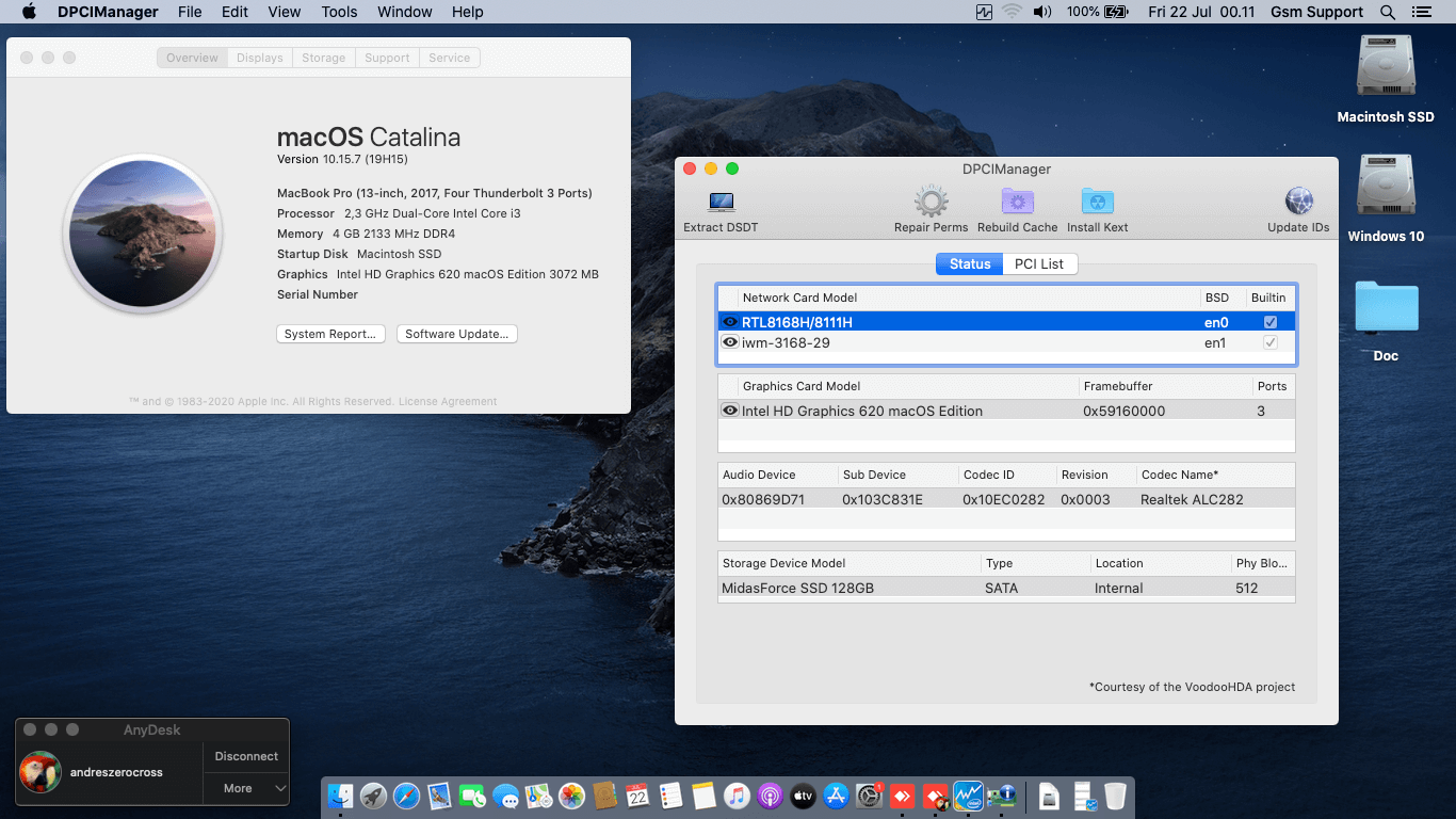 Success Hackintosh macOS Catalina 10.15.7 Build 19H15 in HP ProBook 240 G6